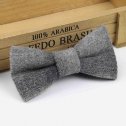 Boys Light Grey Wool Bow Tie with Adjustable Strap